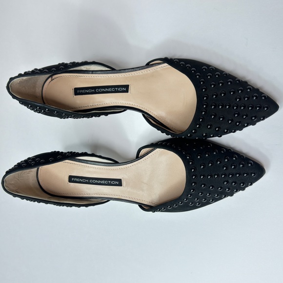 French Connection Studded Heels Black Embellished Kitten Heel Dorsay Pumps - Picture 5 of 7